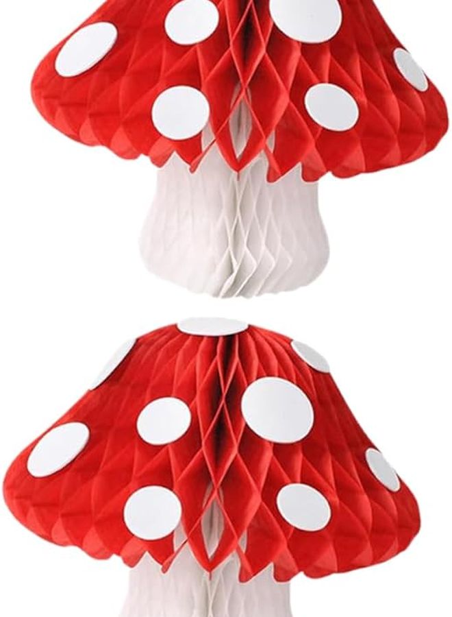 Mushroom Honeycomb Decorations Bright Tissue Paper Ornaments 20cm for Birthday Shower Wonderland Theme - Image 1